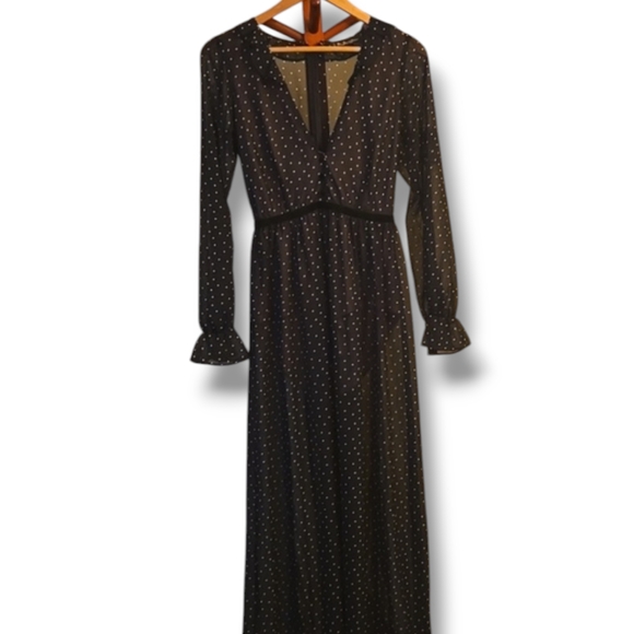 For Love And Lemons Dresses & Skirts - For Love & Lemons Black Polka Dot Sheer Maxi Dress